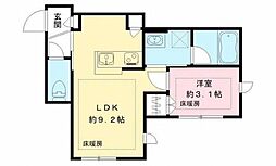 GEMS柏 1階1LDKの間取り