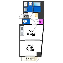 SOAR SHINIMAMIYA 4階1DKの間取り