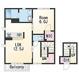 イマージュ黒田II 2階1LDKの間取り