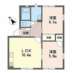 スカイハイツ・植田B 2LDKの間取図画像