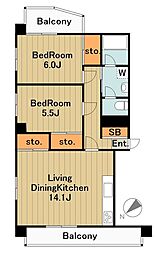 ファミール中渕 2LDKの間取図画像