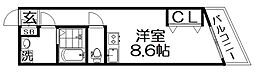 JOB-2号館 ワンルームの間取図画像