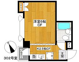 カーサ・トミー 1Kの間取図画像