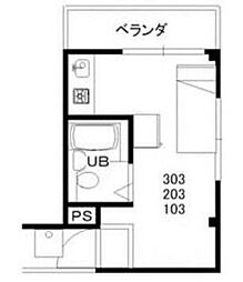 クレールサヤマハイツ ワンルームの間取図画像