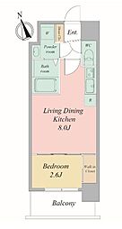 Osaka Metro谷町線 四天王寺前夕陽ヶ丘駅 徒歩6分の賃貸マンション 15階1DKの間取り