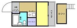 ハイツベン 1Kの間取図画像