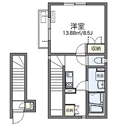 レオネクストＡｋｉ 2階1Kの間取り