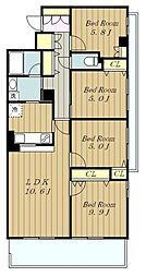 サザントゥリーII 5階4LDKの間取り