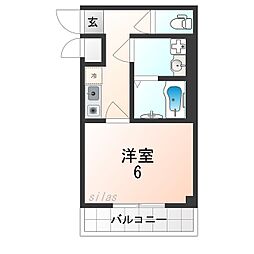 キャストコート 1Kの間取図画像