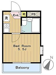 インベストメント橋本 5階1Kの間取り