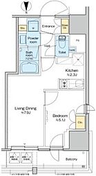 プラウドフラット四谷三丁目 7階1LDKの間取り