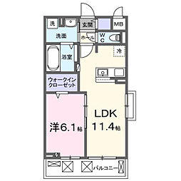 コスモステラス ウエスト 1LDKの間取図画像