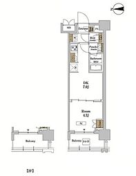 ＲＪＲプレシア蒲田 6階1DKの間取り