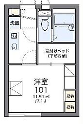 レオパレスパステロ 1Kの間取図画像