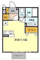 メルベーユ 2階ワンルームの間取り