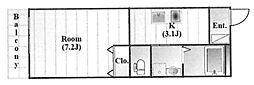TACHILLS 1Kの間取図画像