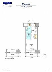 プラウドフラット西早稲田 8階1Kの間取り