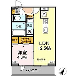 D-ROOM汐見丘α 1LDKの間取図画像