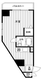 五反田ダイヤモンドマンション 4階ワンルームの間取り