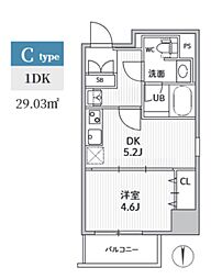 S-RESIDENCE住吉aquacht 1DKの間取図画像