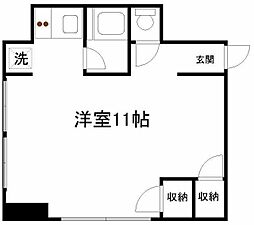 須賀町マンション 3階ワンルームの間取り
