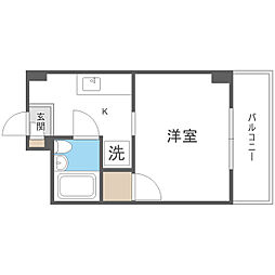 プレスト箱崎 4階1Kの間取り
