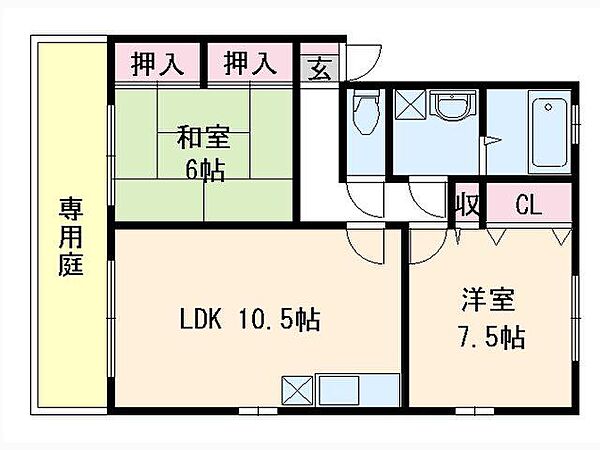 ヴィルヌーブ東櫛原 106｜福岡県久留米市東櫛原町(賃貸アパート2LDK・1階・62.00㎡)の写真 その2