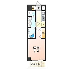 レクシア平野 1Kの間取図画像