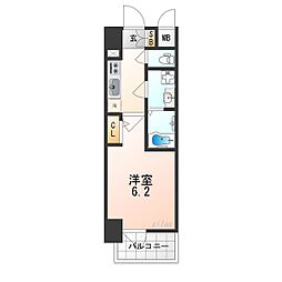 JR東西線 御幣島駅 徒歩3分の賃貸マンション 7階1Kの間取り