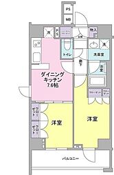 Rosetta 8階2DKの間取り