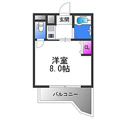 ベルジュネス 1Kの間取図画像