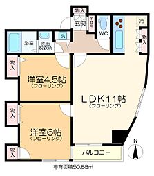 フォレストコート木場 2LDKの間取図画像