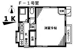 新田Ｆ棟 1階1Kの間取り