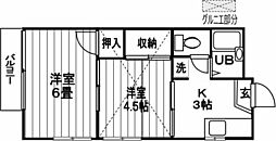 熊谷ハイツ 2Kの間取図画像