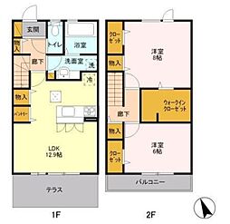 スリーズ 1階2LDKの間取り