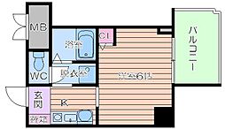 エステムコート梅田・リトリーヴ 4階1Kの間取り