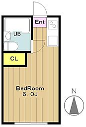 コーポヒジサカ 2階ワンルームの間取り