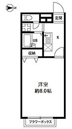 アムール YUGI 2階1Kの間取り