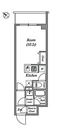 RenaissanceCourt新宿余丁町 ワンルームの間取図画像