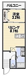 千葉市稲毛区小仲台7丁目アパート 1LDKの間取図画像