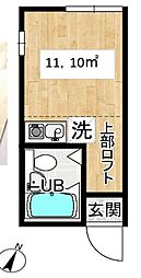 ユナイト三春台ジョアンの杜 ワンルームの間取図画像