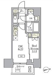 ザ・ライオンズフォーシア文京湯島 7階1DKの間取り