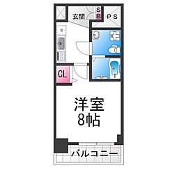 ラシーヌ宿院 10階1Kの間取り
