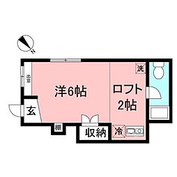 クレセントハイツB ワンルームの間取図画像