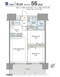 ラグゼナ流山おおたかの森 2階2LDKの間取り