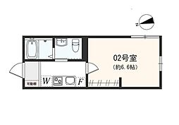 小田急江ノ島線 湘南台駅 徒歩15分の賃貸アパート 3階1Kの間取り