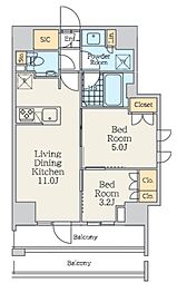 クレストコート中野富士見町 2LDKの間取図画像