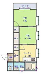 コーポ南入曽 2DKの間取図画像
