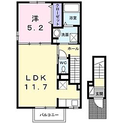 ヴィラブローテ 1LDKの間取図画像
