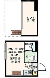 DHG快 ワンルームの間取図画像